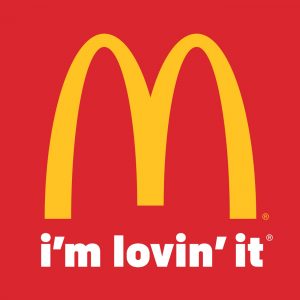 Mcdonald's logo design with slogan